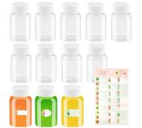 lahnao 12 Pcs 100ml Small Plastic Juice Bottles with Lids, Reusable Leak-proof Plastic Bottle with Writable Label Stickers, Empty Clear Drinks Bottles for Juice, Milk and Other Beverages