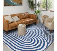 Lahome Abstract Washable Rugs 5x7-Soft Blue Rugs for Bedroom Ultra-Thin Non-Shedding, Modern Living Room Rugs Stain Resistant Throw Rug Geometric Large Carpet for Dining Room Office Dorm(5'X7',Blue)