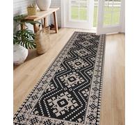Lahome Bijou Moroccan Easy Jute Outdoor Runner Rug, 2x8 Washable Black Hallway Kitchen Runner Rug with Rubber Backing, Farmhouse Indoor Outdoor Carpet for Hallway 8ft Entryway Porch