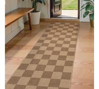 Lahome Checkered Easy Jute Kitchen Runner Rug, 2x8 Outdoor Rugs Washable | Farmhouse Natural Diamond Carpet, Non Slip Non Shedding Mat for Indoor Hallway Entryway Patio Porch Foyer Laundry Room, Khaki