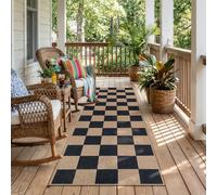 Lahome Checkered Easy Jute Runner Rug, 2x6 Kitchen Non-Slip Washable Outdoor Carpet for Entryway and Hallway