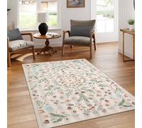 Lahome Chloe Insect Botanical Washable Beige 5x7 Area Rugs for Living Room, Non Slip Rugs for Bedroom, Boho Indoor Throw Dining Room Rugs for Under Table Carpet for Entryway Kitchen Office(Beige,5x7)