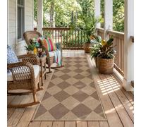 Lahome Colette Checkered Easy Jute Runner Rug, 2x6 Kitchen Mats for Floor Non Slip Washable Entryway Runner, Checkerboard Nature Indoor Outdoor Carpet for Hallway 6ft Entry
