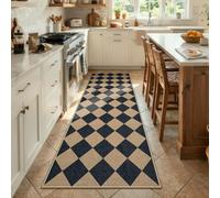 Lahome Colette Checkered Easy Jute Runner Rug, 2x8 Hallway Kitchen Runner Rug Non Slip Washable Outdoor Carpet for Entryway Indoor, Checkerboard Black Indoor Outdoor Carpet for Hallway 8ft Entry