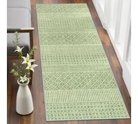 Lahome Farmhouse Geo Kitchen Runner Rug 2x6, Washable Sage Green Runners for Hallways 6 ft Non-Slip, Ultra-Thin Modern Laundry Room Rug Runner Indoor Carpet Runner for Bathroom