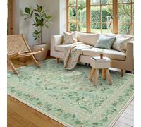 Lahome Floral 5x7 Washable Rug, Non Slip Soft Rug for Kids Room Nursery Ultra-Thin Green Carpet Bedroom, Vintage Botanical Print Carpet for Playroom Classroom Living Room Kitchen, Sage