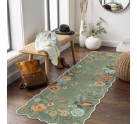 Lahome Floral Washable Runners for Hallways, 2x5 Kitchen Runner Ultra-Thin, Non-Slip Soft Hallway Rug Stain Resistant Boho Low-Pile Carpet for Laundry Bathroom Bedroom Flore (2x5ft,Green)