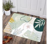 Lahome Green Washable Area Rug - 2x3 Botanical Print Small Rug Modern Abstract Non-Slip Minimalist Art Area Rug Accent Distressed Throw Rugs Floor Carpet for Living Room Bedroom Entryway Rug