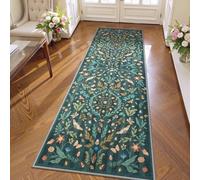 Lahome Insect Botanical 2x6 Runners for Hallways Non Slip, Green Bathroom Kitchen Runner Rugs Non Skid Washable, Boho Soft Indoor Carpet for Entryway Laundry Bedroom(Dark Green,2x6)