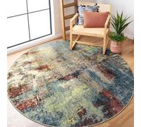 Lahome Modern Abstract Round Rug 5ft - Red Soft Bedroom Round Area Rug Kitchen Mat, Machine Washable Non Slip Non-Shedding Entry Floor Circle Carpet for Nursery Dorm Kitchen Dining Table Family Room