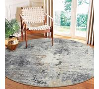Lahome Modern Abstract Round Rug - 6Ft Gray Circle Rugs for Living Room Soft Dining Room Rugs for Under Table, Machine Washable Bedroom Mat Non Slip Large Carpet for Office Kitchen Entrance