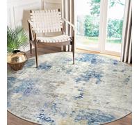 Lahome Modern Abstract Round Rug - 6Ft Large Blue Living Room Rug Washable 6x6 Circle Rugs for Bedroom Dining Room, Contemporary Indoor Office Carpet for Entryway Kitchen Table Home Nursery