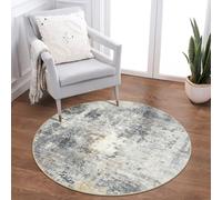 Lahome Modern Abstract Round Rug - 91cm Grey Entryway Small Kitchen Round Rugs Washable Front Door Mat Non-Slip Contemporary Living Room Bedroom