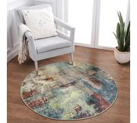 Lahome Modern Abstract Round Rug - Red Small Round Rug Washable for Kitchen, Bedroom, Soft Circular Rug, Non-Slip Indoor Use for Closet, Bathroom, Living Room,