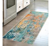 Lahome Modern Abstract Runner Rug - 2x4.3 Washable Hallway Rug Runner Soft Bathroom Mat, Non Slip Indoor Throw Carpet Runner for Bedside Camper Basement Laundry Room Front Door, Rosy Clouds