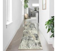 Lahome Modern Abstract Runner Rug - 2x8 Grey Hallway Long Bathroom Rugs with Rubber Backing, Kitchen Carpet Non Skid Indoor Floor Runners for Entryway Laundry Living Bedroom 2' x 8'