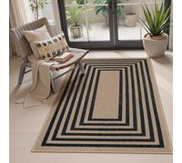 Lahome Modern Geometric Easy Jute Rug, Black 3x5, Area Rug, 90 x 150 cm (Rectangular), Farmhouse Style, Non-Slip, Low Pile, Polyester