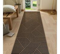 Lahome Modern Geometric Runner Rug, 2x8 Washable Rug Runners for Hallways Non Slip, Black Outdoor Carpet with Rubber Backing, Farmhouse Non Shedding Kitchen Mats for Floor Entryway