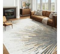 Lahome Modern Large Living Room Rug - Machine Washable Area Rug 6x9 Non-Slip Soft Bedroom Carpet, Abstract Print Indoor Throw Ultra-Thin Carpet for Dining Room Table Office Home (Gold/Gray, 6'x9')