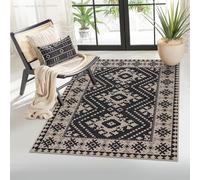 Lahome Moroccan Easy Jute Area Rug, 3x5 Entryway Rug Indoor Outdoor Patio Rug 3x5 Farmhouse Black Washable Living Room Area Rug, Non Slip Indoor Outdoor Carpet for Patio Courtyard Deck