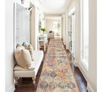 Lahome Moroccan Washable Runner Rug 2x10, Kitchen Runners for Hallways Rubber Backing Ultra-Thin Vintage Hallway Rug Non-Slip Carpet for Entryway Bedroom Laundry Room Elise, Cream/Multi
