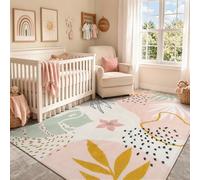 Lahome Pink 4' x 6' Boho Rug for Living Room & Bedroom, Non-Slip, Washable, Floral Pattern