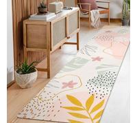 Lahome Washable Runner Rug 2x8 - Carpet for Hallway 8ft Non Slip Throw Laundry Room Rug Lightweight Boho Kitchen Runner, Pink Botanical Print for Bedroom Entryway Bathroom