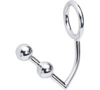 LAHTI Anal Plug with Cock Ring with 2 Ball Metal Steel Hook Butt Plug for Adult Sex Gmae Sex Toys (50mm Ring)