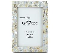 Lahumzco Mother of Pearl Photo Frame 4x6 - Handmade Decorative Picture Frame for Tabletop or Wall - Elegant Pearl Inlay Home Décor for Living Room, Bedroom, Office (Classic)
