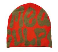 Lahviuu Beanie Hat - MEA Culpa Women's Winter Running Beanie Hats, Orange Thermal Knitted Ladies Hat for Outdoor Sports, Cold Weather & Casual Wear, Unisex Letter Graphic Soft Warm Cap