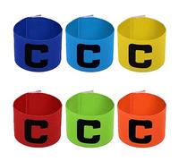 Lahviuu Captains Armband, 6 Pcs Football Captain's Armbands for Kids, Big C Captain Arm Bands for Junior Youth Soccer Hockey Rugby Netball Tennis Sports (Yellow, Blue, Orange, Green,Sky Blue, Red)