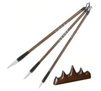 Lahviuu Chinese Calligraphy Brush 3 Pcs Writing Brushes Chinese Painting Ink Brushes with Pen Holder, Calligraphy Set for Beginners, for Oil, Watercolour, Nail and Ink Wash Painting