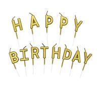 Lahviuu Happy Birthday Candles,Personalised Cake Toppers with Letter Happy Birthday, Cake Decorating Candle for Birthday Party Decorations (Gold)