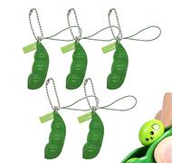 Lahviuu Pea Pod Fidget Pendants,5 Pcs Peas Popper Fidgets Keyring for Relief Anxiety and Stress, Squishy Bean Keychain with Ring for Kids and Adluts Key Cellphone Pendant
