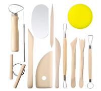 Lahviuu Pottery Clay Sculpting Tools 13 Pcs Polymer Clay Tool Wooden Modeling Carving Tools for Rock Painting Art Embossing Nail Art DIY Craft