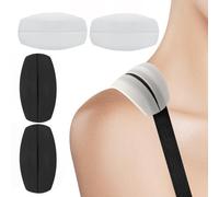 Lahviuu Silicone Bra Strap Cushions,2 Pairs Non Slip Bra Strap Pad Holder Shoulder Strap Pad Relief Pain Shoulder Pads Bra Straps Retainers, for Women Girls Party(White/Black)