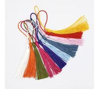 Lahviuu Tassels,100 pcs Silky Bookmark Tassels Keyring Tassels with Cord Loop Tassel Garland Craft Blanks,for Jewelry Making DIY Craft Accessory Book mark House Decoration (10 Colors)