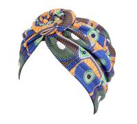 Lahviuu Women African Turban Cap, Flower Turbans for Women Soft Pre-Tied Knot Headwraps African Pattern Turban Wraps Bonnet Beanie Cap,for Accessory Daily Wear Orange