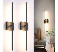XLERDZSW Battery Operated LED Wall Sconces Set of Two, Black Rechargeable with Remote Control 3000K-6000K Dimmable 350°Rotate, Wall Light for Living Room Stairs Hallway Bedroom
