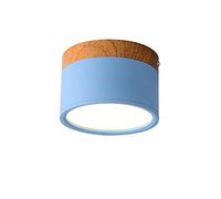 LAI HO LED Downlight, Nordic Wood Modern Led Surface Mounted Ceiling Light Fitting, Aluminum Cool White Spotlight for Dining Room Kitchen Hallway,Blue,7W