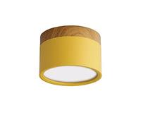 LAI HO LED Downlight, Nordic Wood Modern Led Surface Mounted Ceiling Light Fitting, Aluminum Cool White Spotlight for Dining Room Kitchen Hallway,Yellow,15W