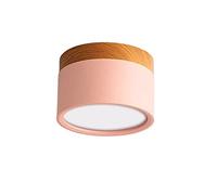 LAI HO LED Downlight, Nordic Wood Modern Led Surface Mounted Ceiling Light Fitting, Aluminum Cool White Spotlight for Dining Room Kitchen Hallway,Pink,15W