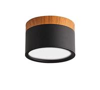 LAI HO LED Downlight, Nordic Wood Modern Led Surface Mounted Ceiling Light Fitting, Aluminum Cool White Spotlight for Dining Room Kitchen Hallway,Black,7W