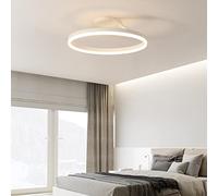 LAI HO Modern LED Ceiling Light,Dimmable Restaurant Chandelier,Nordic Designer Simple Single Circle White/Black Ceiling Lamp for Living Room Bedroom Kitchen,White,D: 50cm