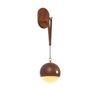 LAI HO Modern LED Smart Voice Control Wall Sconce,Wooden USB Rechargeable Night Light,3 Brightness Levels, 3000K Warm White, for Bedroom,Stair,Corridor,Camping (Dark Color)