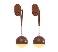 LAI HO Modern Solid Wood Smart Voice-Controlled Wall Sconce,USB Rechargeable Night Light,3 Brightness Levels, 3000K Warm White, for Bedroom,Stair,Living Room,Corridor (Sapele(2Pack))