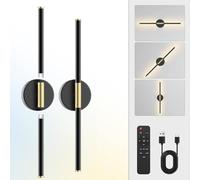 LAI HO Modern Wireless Wall Lights,10000mAh Battery Operated Wall Sconces with Remote,3000K-6000K Dimmable, 350°Rotate, Indoor Wall Lights for Bedroom Living Room Bathroom (Black B)