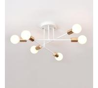 LAI HO Sputnik Ceiling Light, Nordic Metal Retro Chandelier, Semi-Flush Mount Industrial Ceiling Light, for Living Room, Bedroom, Dining Room, Kitchen, Restaurant (White + Gold)