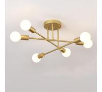 LAI HO Sputnik Ceiling Light, Nordic Metal Retro Chandelier, Semi-Flush Mount Industrial Ceiling Light, for Living Room, Bedroom, Dining Room, Kitchen, Restaurant (Gold)