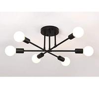 LAI HO Sputnik Chandelier, 6-Lights Semi-Flush Mount Industrial Ceiling Light Fixture,for Living Room,Bedroom,Kitchen, Restaurant,E27 Socket [Energy Class Black